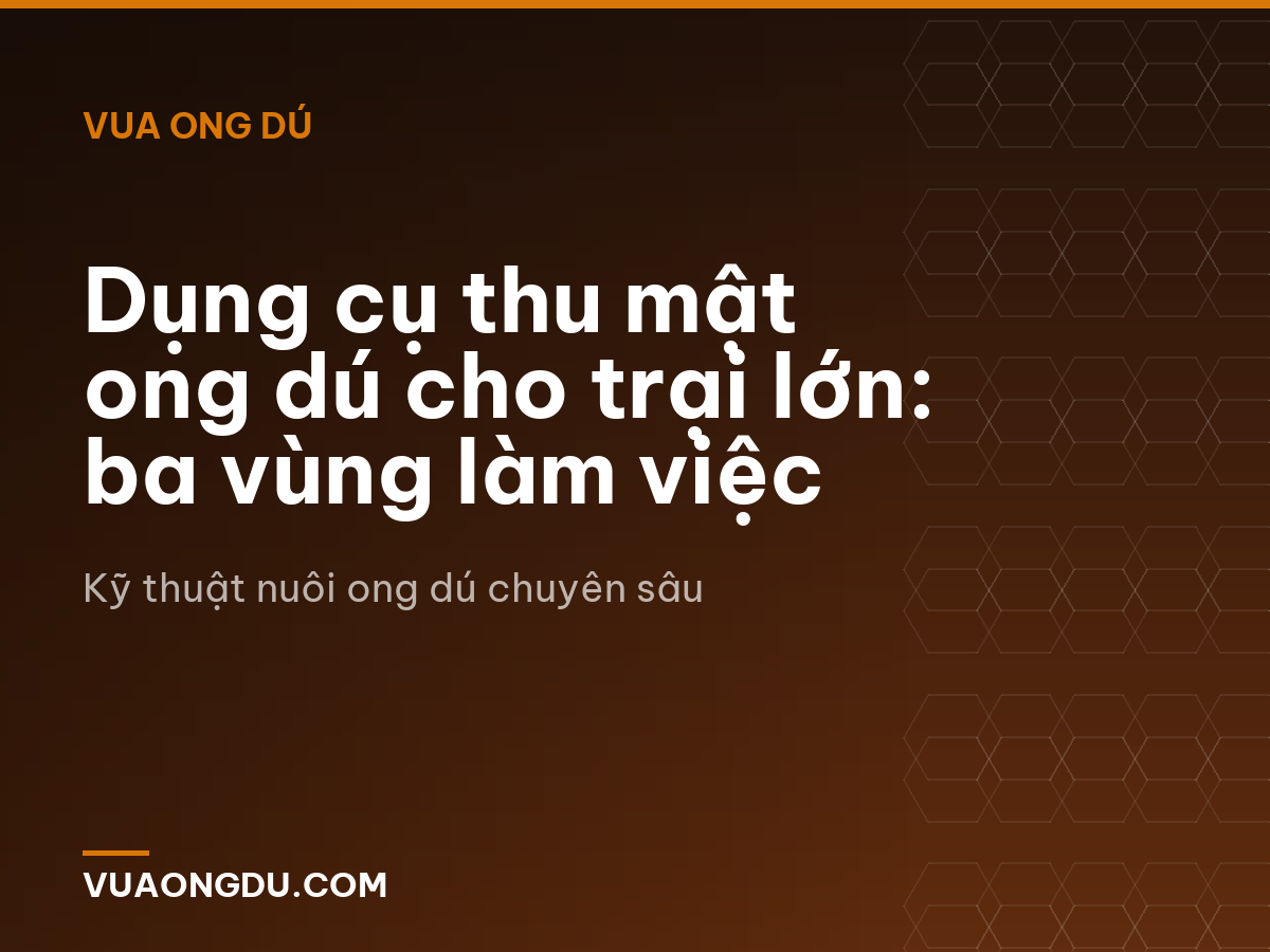 Dụng cụ thu mật ong dú cho trại lớn: ba vùng làm việc